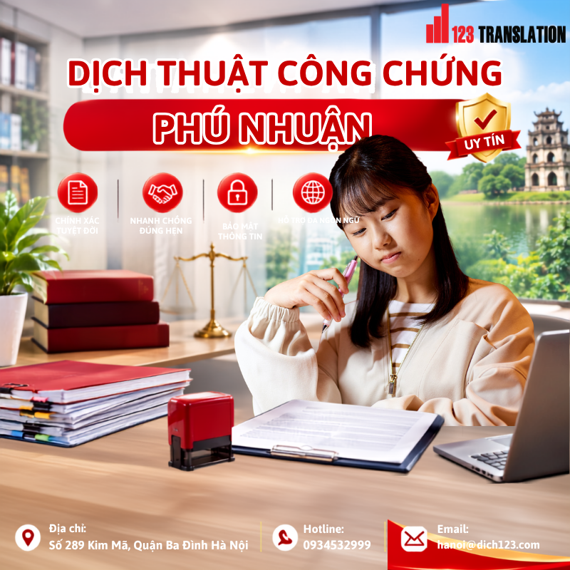 Công chứng dịch thuật Phú Nhuận uy tín hỗ trợ dịch và chứng thực giấy khai sinh, hộ chiếu, bằng cấp, bảng điểm và nhiều loại hồ sơ khác.