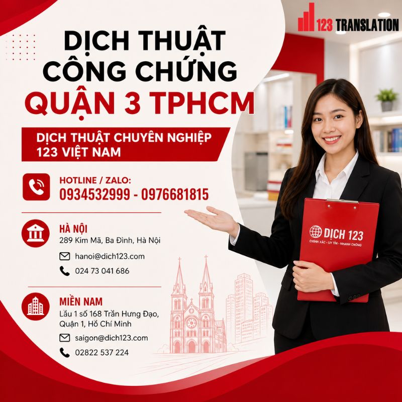 Dịch thuật công chứng Quận 3 TPHCM giá rẻ