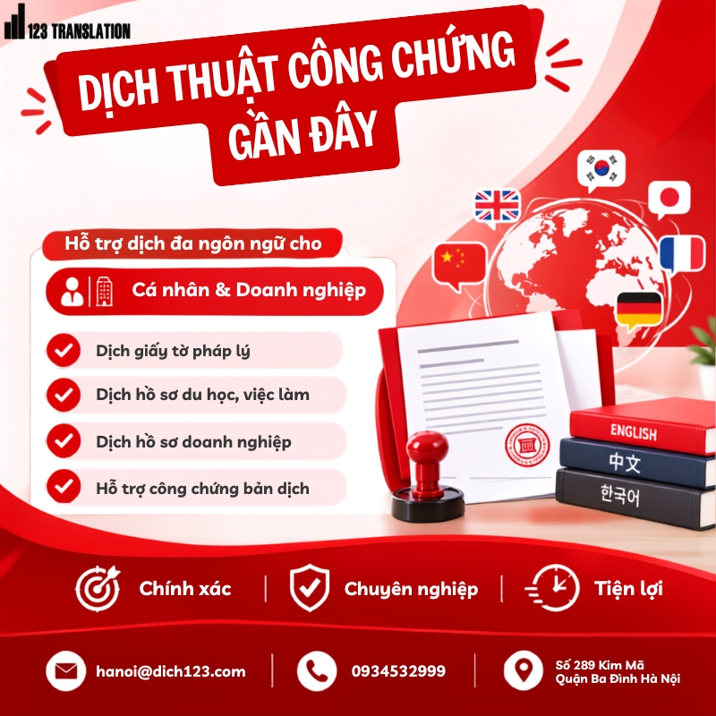 Dịch thuật công chứng gần đây 