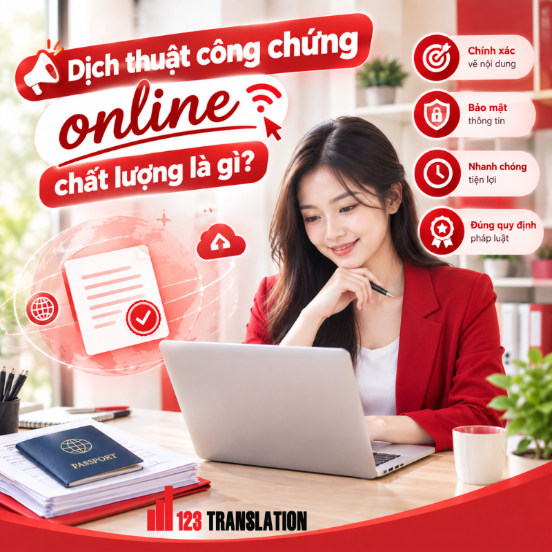 Lựa chọn Dịch thuật công chứng online chất lượng giúp đảm bảo bản dịch chính xác, trình bày phù hợp và đáp ứng nhu cầu sử dụng hồ sơ.