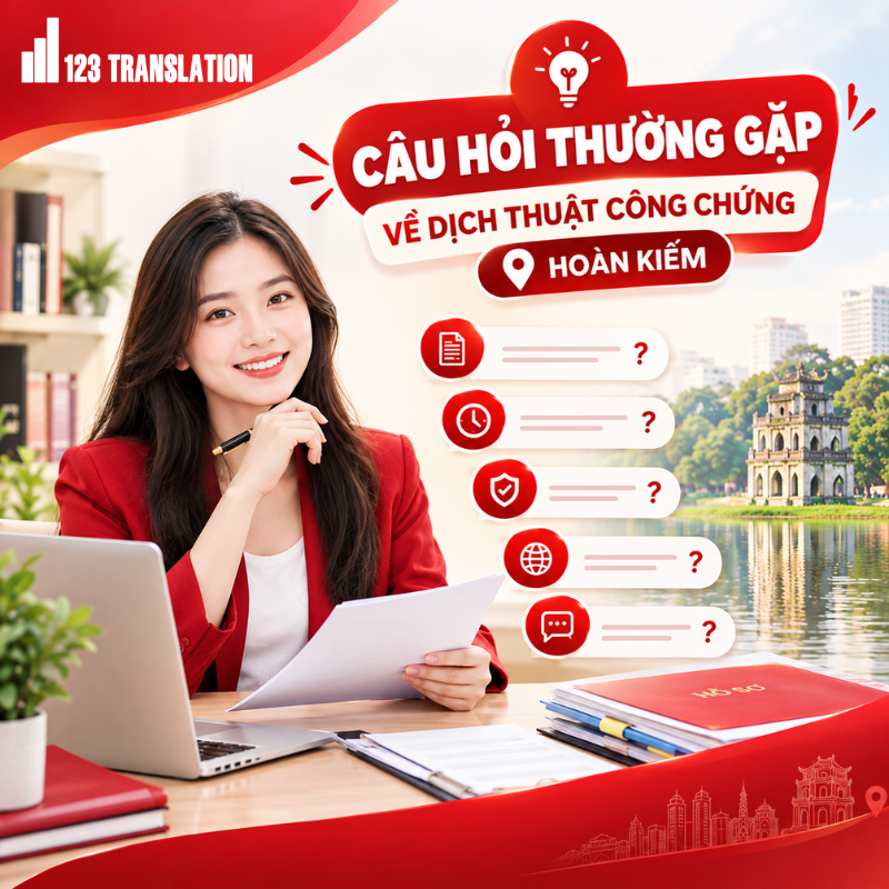 Dịch thuật công chứng Hoàn Kiếm đáp ứng nhu cầu chuyển ngữ nhiều loại tài liệu như căn cước công dân, giấy khai sinh, giấy đăng ký kết hôn, bằng cấp, bảng điểm, hợp đồng và hồ sơ doanh nghiệp.
