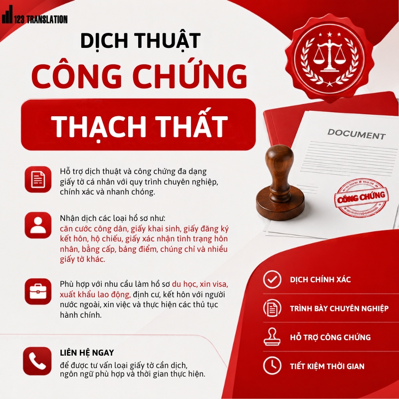 Dịch thuật công chứng Thạch Thất